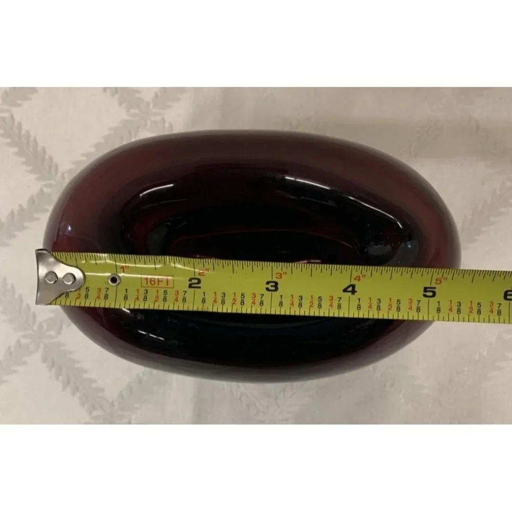 Purple Abstract Glass Vase Art Heavy 5.5
